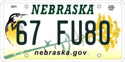 NE license plate 67FU80