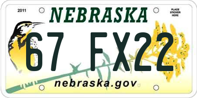 NE license plate 67FX22