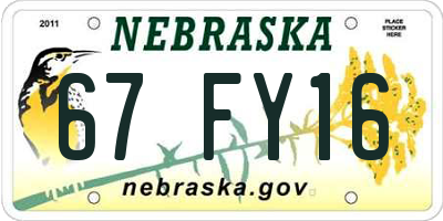 NE license plate 67FY16