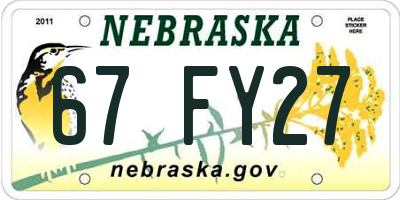 NE license plate 67FY27