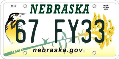 NE license plate 67FY33