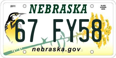 NE license plate 67FY58