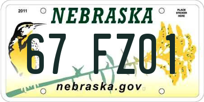 NE license plate 67FZ01