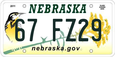 NE license plate 67FZ29