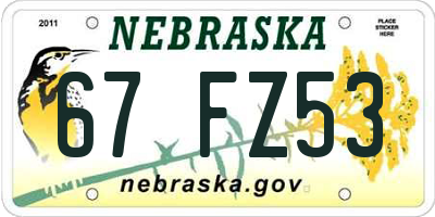 NE license plate 67FZ53