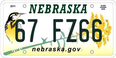 NE license plate 67FZ66