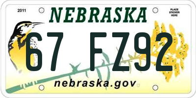 NE license plate 67FZ92