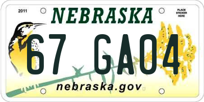 NE license plate 67GA04