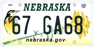 NE license plate 67GA68