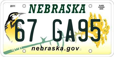 NE license plate 67GA95
