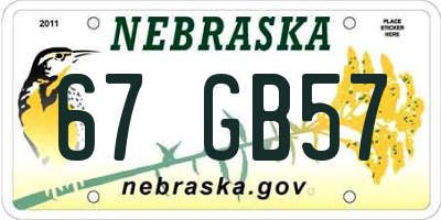 NE license plate 67GB57
