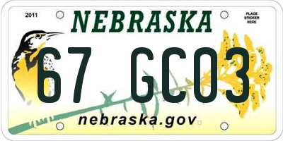 NE license plate 67GC03
