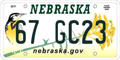 NE license plate 67GC23