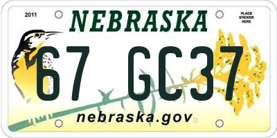 NE license plate 67GC37