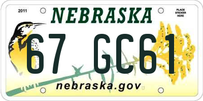 NE license plate 67GC61