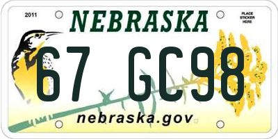NE license plate 67GC98