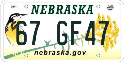 NE license plate 67GF47