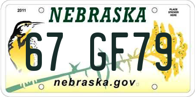 NE license plate 67GF79