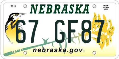 NE license plate 67GF87