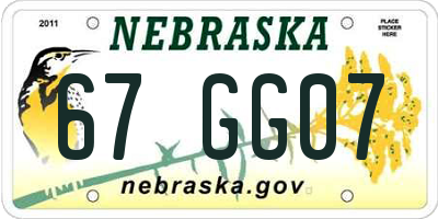 NE license plate 67GG07