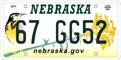 NE license plate 67GG52