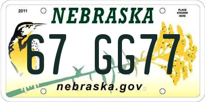 NE license plate 67GG77
