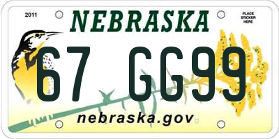 NE license plate 67GG99
