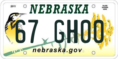 NE license plate 67GH00