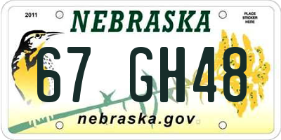 NE license plate 67GH48