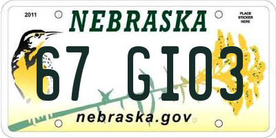 NE license plate 67GI03