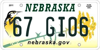 NE license plate 67GI06