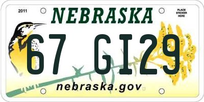 NE license plate 67GI29