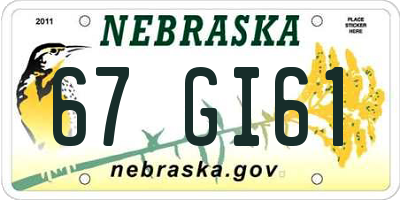 NE license plate 67GI61