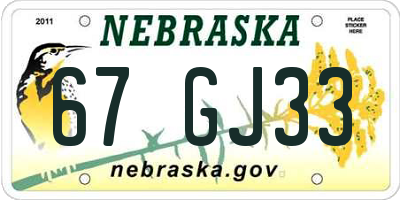NE license plate 67GJ33