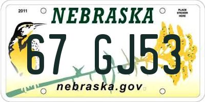 NE license plate 67GJ53