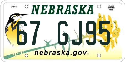 NE license plate 67GJ95