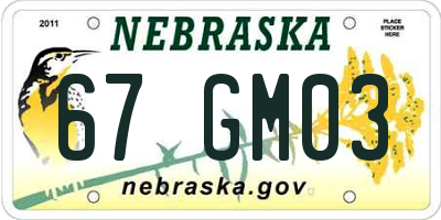 NE license plate 67GM03