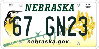 NE license plate 67GN23