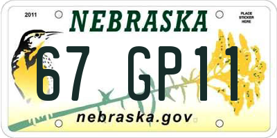 NE license plate 67GP11