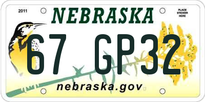 NE license plate 67GP32