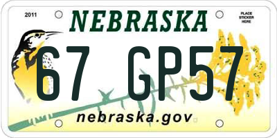 NE license plate 67GP57