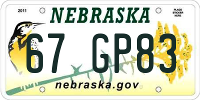 NE license plate 67GP83