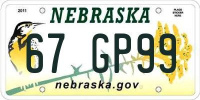 NE license plate 67GP99