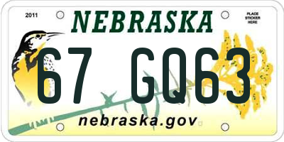 NE license plate 67GQ63