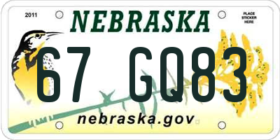 NE license plate 67GQ83