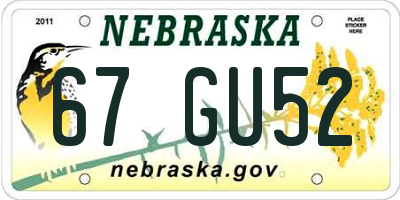 NE license plate 67GU52