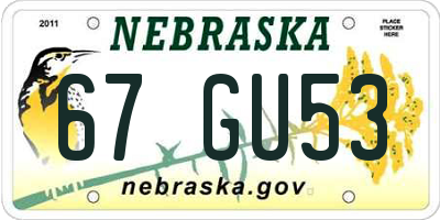 NE license plate 67GU53