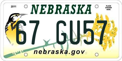 NE license plate 67GU57