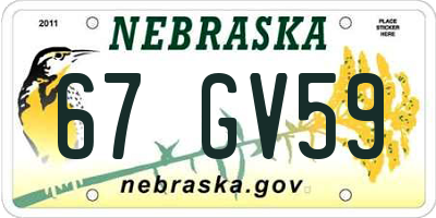 NE license plate 67GV59