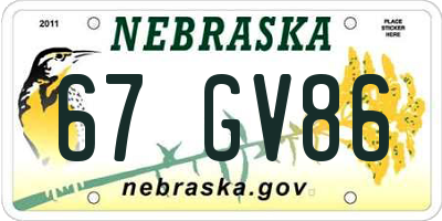NE license plate 67GV86